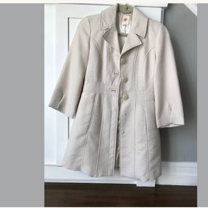 Tulle 3/4 Sleeve Cream Coat Outerwear Peacoat